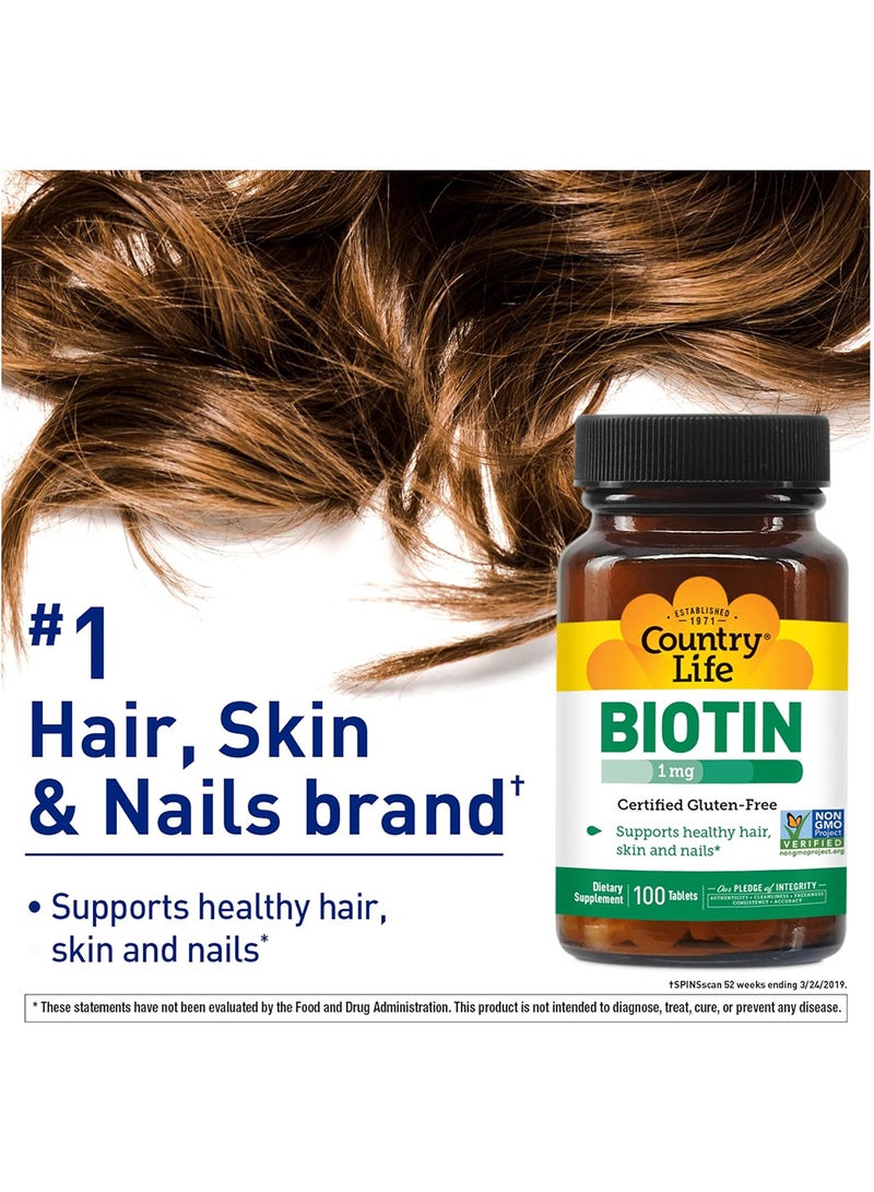 Country Life Biotin Hipotency 1000 Mcg 100 Tablet 57741 - Image 4