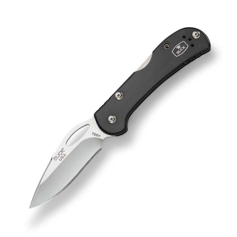 Buck Knives 726 Mini SpitFire Folding Lock Back Pocket Knife with Removable Stainless Steel Pocket Clip, 420HC Blade, Black - Image 1