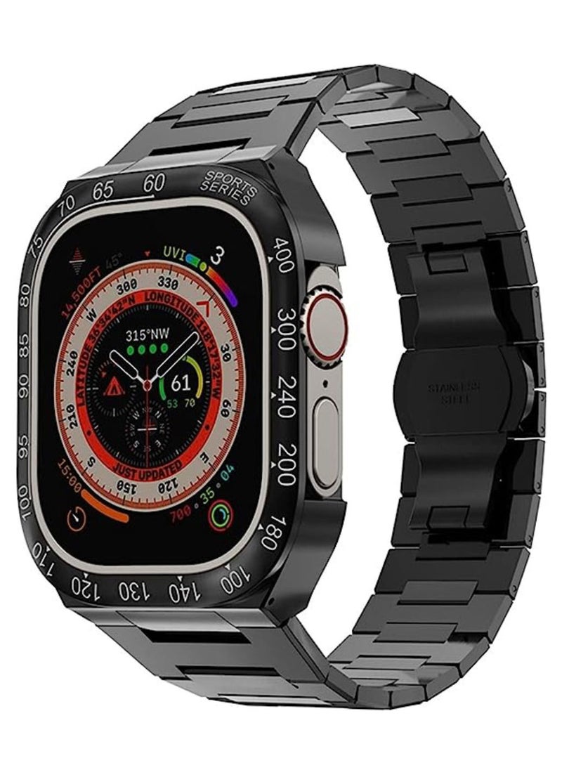 CAVIAR - Apple Watch Ultra 49mm Stainless Steel Case Band Luxurious and Exclusive  Metal Mod Kit For iWatch Series Ultra Metal Bezel Black - Image 1