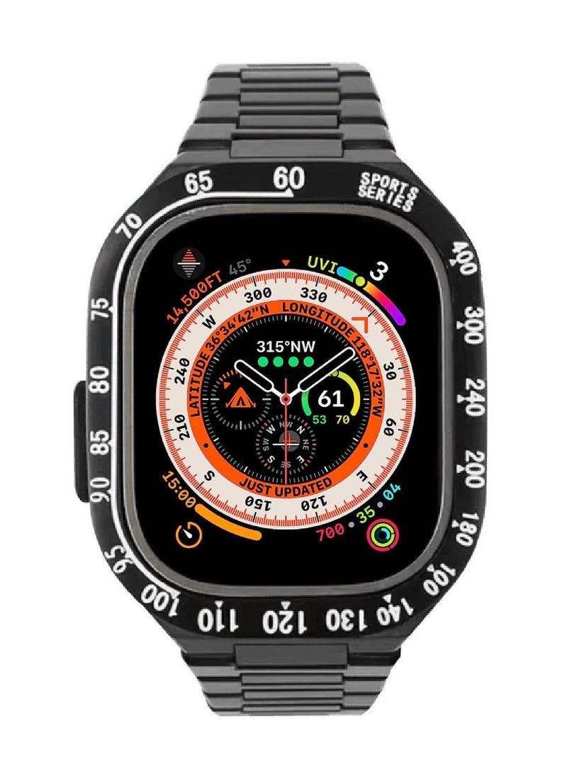 CAVIAR - Apple Watch Ultra 49mm Stainless Steel Case Band Luxurious and Exclusive  Metal Mod Kit For iWatch Series Ultra Metal Bezel Black - Image 1