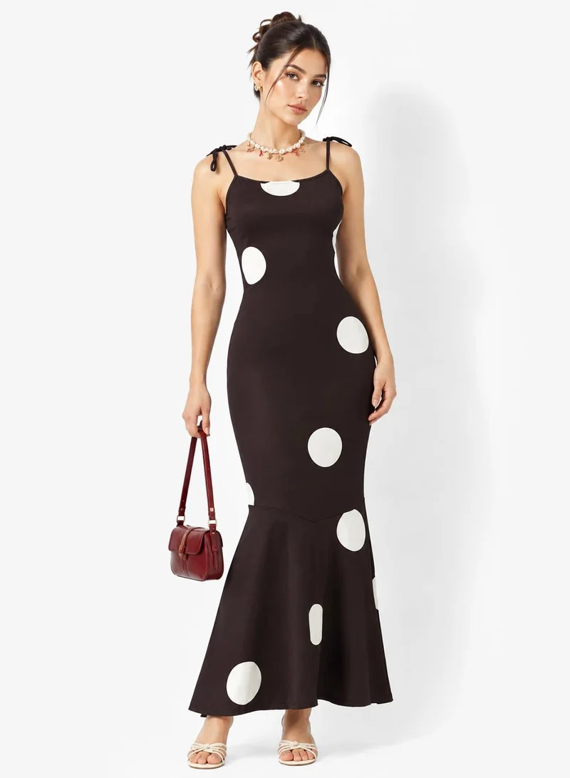 Ginger Strappy Polka Dot A Line Dress