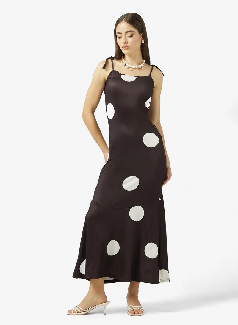 Ginger Strappy Polka Dot A Line Dress