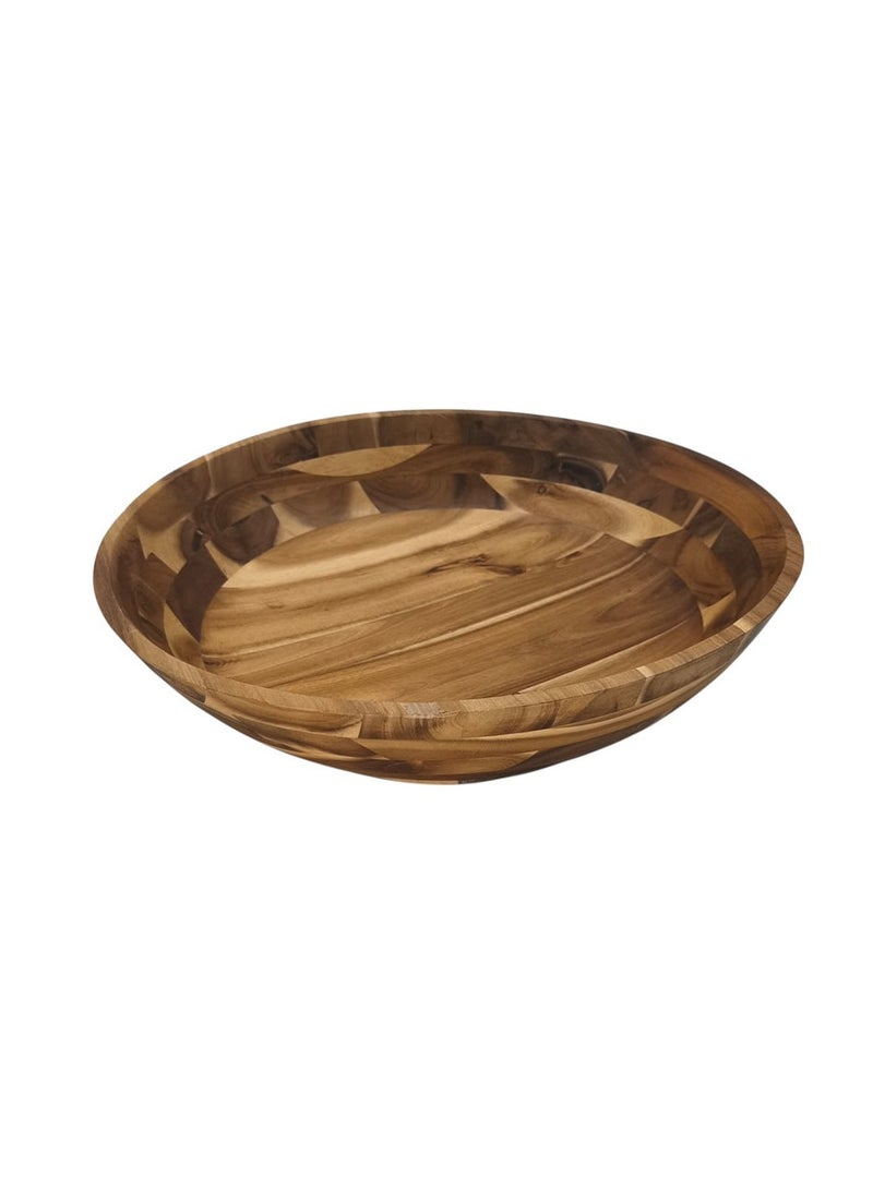 AKDC Wooden Big Bowl Natural Food Service Wooden Bowl For Rice Fruits Nuts Container Kids Unbreakable Dinnerware-40cmX10cm - Image 3