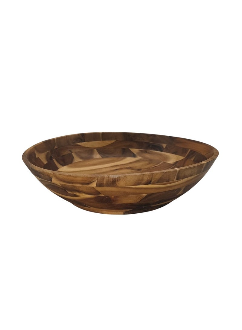 AKDC Wooden Big Bowl Natural Food Service Wooden Bowl For Rice Fruits Nuts Container Kids Unbreakable Dinnerware-40cmX10cm - Image 2