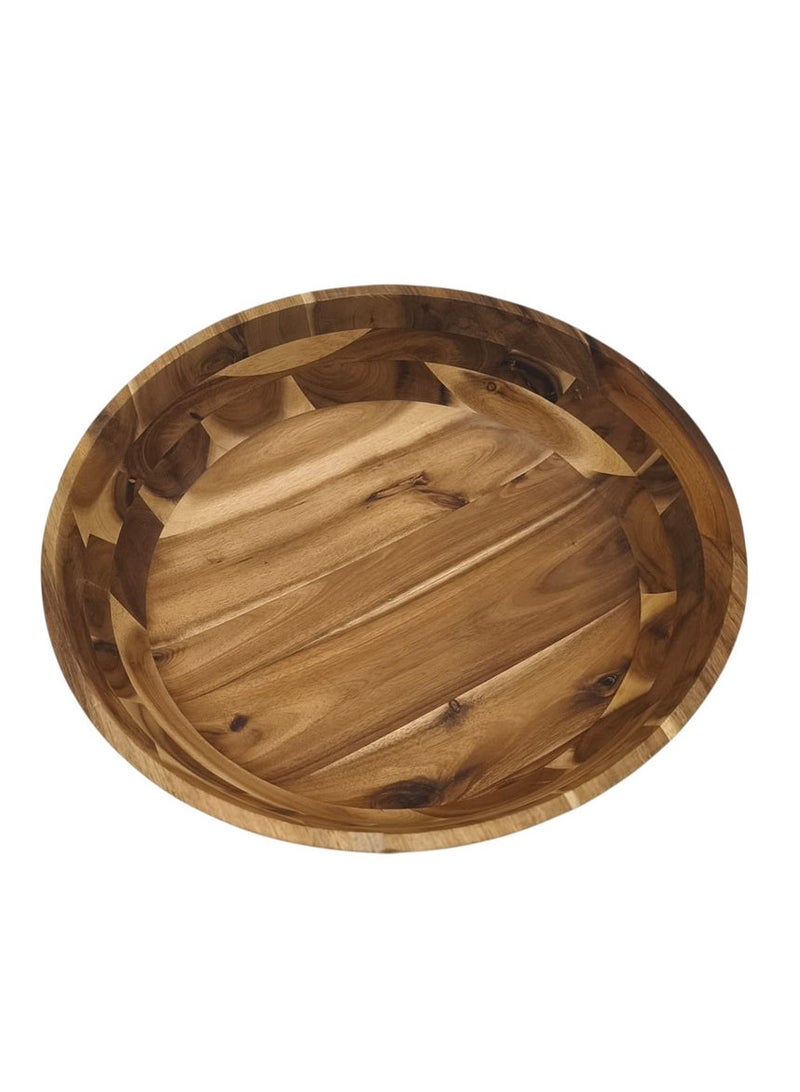 AKDC Wooden Big Bowl Natural Food Service Wooden Bowl For Rice Fruits Nuts Container Kids Unbreakable Dinnerware-40cmX10cm - Image 1