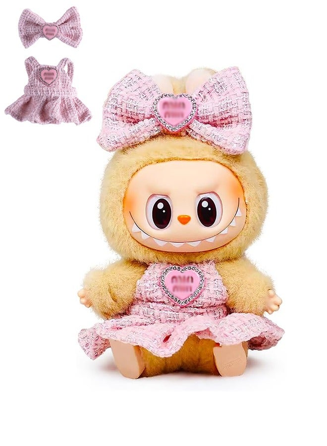 Decorative Dress for Laabubu, Fits 5.91-6.7 inch Laabubu Dolls, Luxury Chic Style Set, High-End Fashion Accessories, Pink Heart Design with Rhinestones, Outfit Clothing Set (NO Doll)  - Image 1