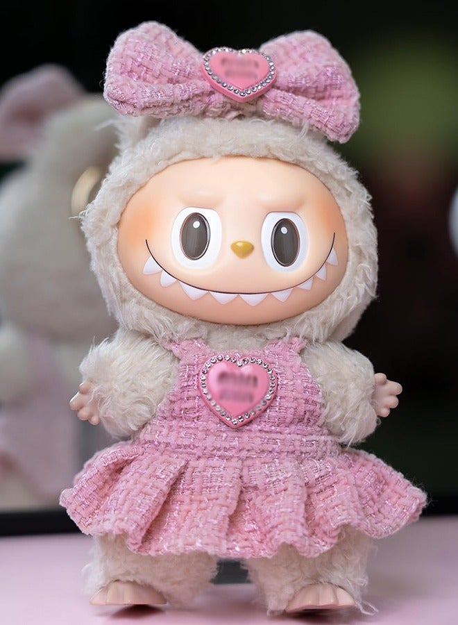 Decorative Dress for Laabubu, Fits 5.91-6.7 inch Laabubu Dolls, Luxury Chic Style Set, High-End Fashion Accessories, Pink Heart Design with Rhinestones, Outfit Clothing Set (NO Doll)  - Image 3