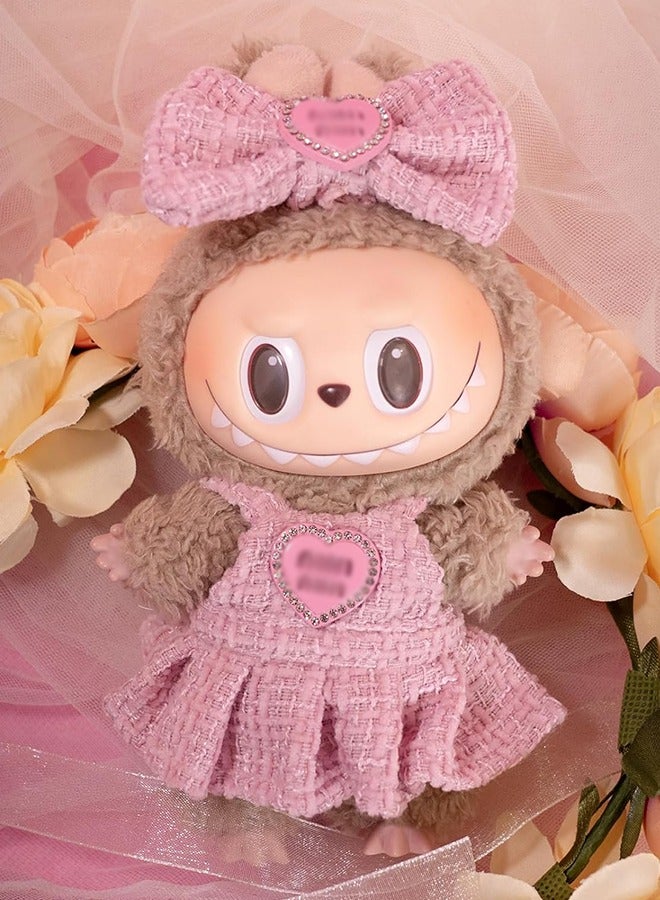 Decorative Dress for Laabubu, Fits 5.91-6.7 inch Laabubu Dolls, Luxury Chic Style Set, High-End Fashion Accessories, Pink Heart Design with Rhinestones, Outfit Clothing Set (NO Doll)  - Image 5