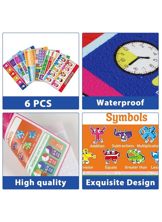 OBUSATT Educational Plastic Placemats for Kids Set of 6 Washable Preschool Toddler Placemat Non Reusable Children Montessori Eat Table Mat for Nursery Kindergarten Homeschool Classroom Dining Table - Image 3