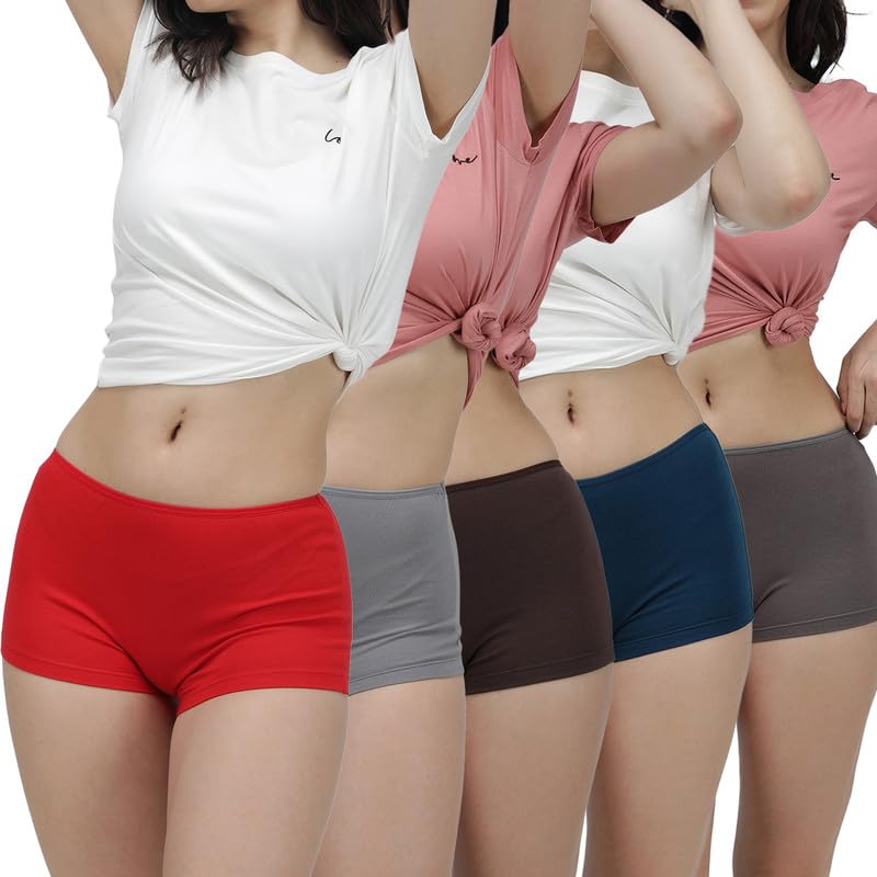 Amul Comfy Pack of 5 Multicolor Women Boy Shorts. - Image 1