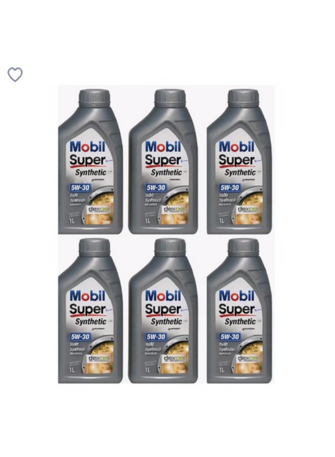 موبيل زيت محرك موبيل سوبر سينثيتك 5W-30 – تخليقي بالكامل لأداء قوي وحماية متقدمة / ( 6 عبوات * ١لتر )