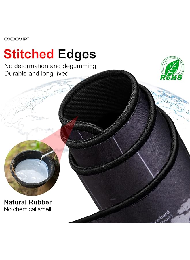 excovip Gaming Mouse Pad Xxl Anti Skid 900X400Mm Mouse Pads Extended Large Desk Pad World Map Keyboard Mousepad Upgrade Version 9640 - Image 3