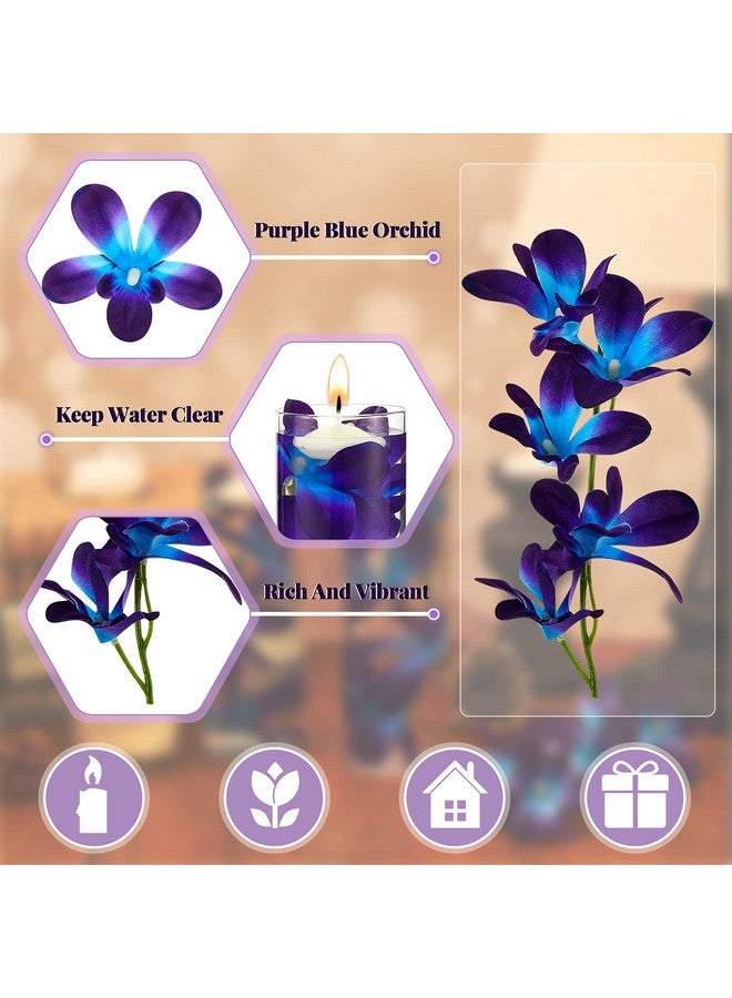 كانلير 8 قطع من زهور الأوركيد الاصطناعية باللون الأزرق والأرجواني وحشوات مزهرية زهور الأوركيد الاصطناعية باللون الأرجواني لقطع مركزية لطاولات الزفاف وحشو الشموع العائمة وديكورات طاولات حفلات الزفاف وأعياد الميلاد - Image 2