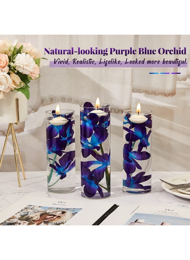 كانلير 8 قطع من زهور الأوركيد الاصطناعية باللون الأزرق والأرجواني وحشوات مزهرية زهور الأوركيد الاصطناعية باللون الأرجواني لقطع مركزية لطاولات الزفاف وحشو الشموع العائمة وديكورات طاولات حفلات الزفاف وأعياد الميلاد - Image 3