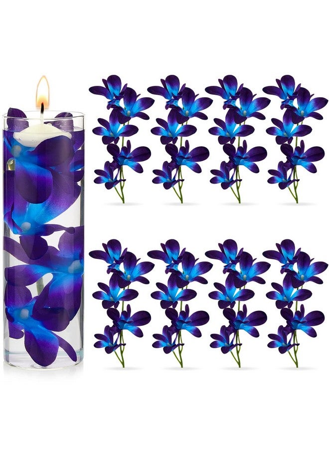 كانلير 8 قطع من زهور الأوركيد الاصطناعية باللون الأزرق والأرجواني وحشوات مزهرية زهور الأوركيد الاصطناعية باللون الأرجواني لقطع مركزية لطاولات الزفاف وحشو الشموع العائمة وديكورات طاولات حفلات الزفاف وأعياد الميلاد - Image 1
