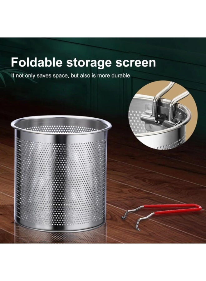 مقلاة عميقة متعددة الاستخدام بسعة 1200 مل من الستانلس ستيل المصقول، مع سلة شبكية لتصفية الزيت ومقابض مريحة مقاومة للحرارة، مثالية لقلي البطاطس والروبيان والخضروات بأمان وسهولة - Image 4