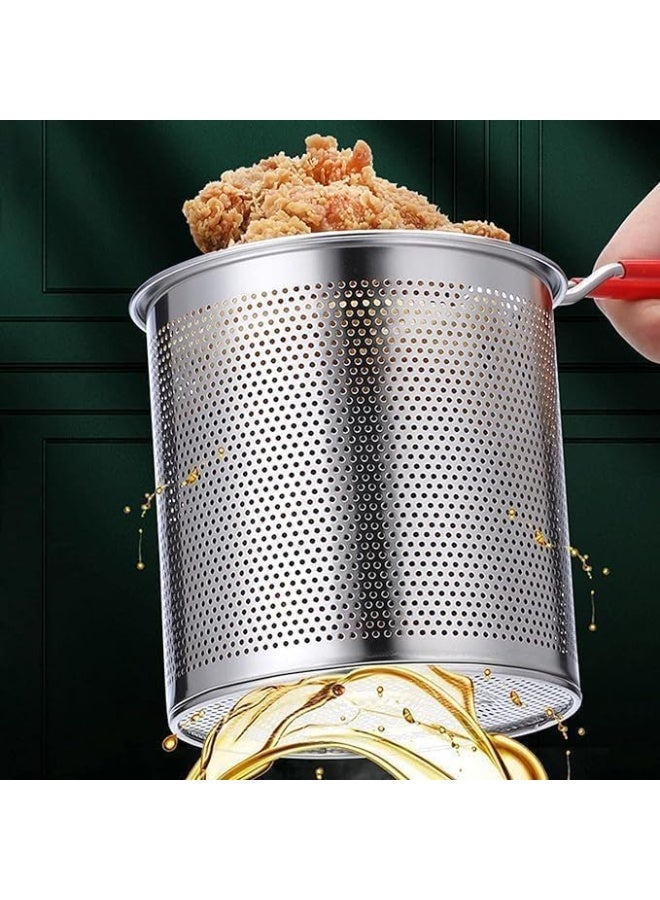 مقلاة عميقة متعددة الاستخدام بسعة 1200 مل من الستانلس ستيل المصقول، مع سلة شبكية لتصفية الزيت ومقابض مريحة مقاومة للحرارة، مثالية لقلي البطاطس والروبيان والخضروات بأمان وسهولة - Image 5