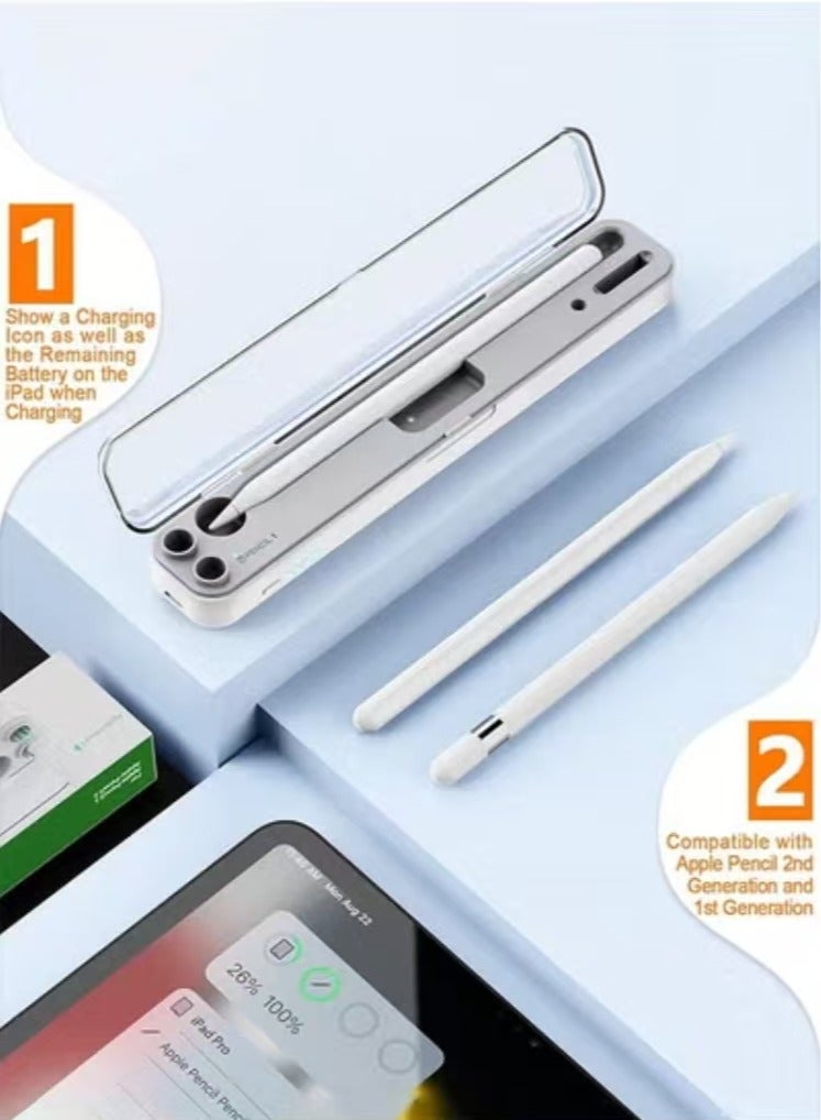 Magnetic Wireless Charging Case Compatible with Apple Pencil 2nd Generation u0026 1st, Charger Dock for iPad Stylus Pen, Carrying Case u0026 Storage Protective Box for iPad Penceil - Image 4