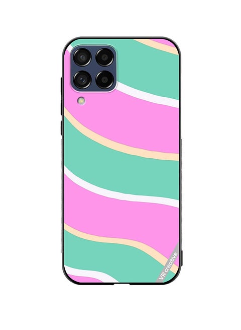 Protective Case Cover For Samsung Galaxy M12 Diagonal Groovy Liquid Swirl Stripe Pattern In Green, Purple, And Pink Color Design Multicolour