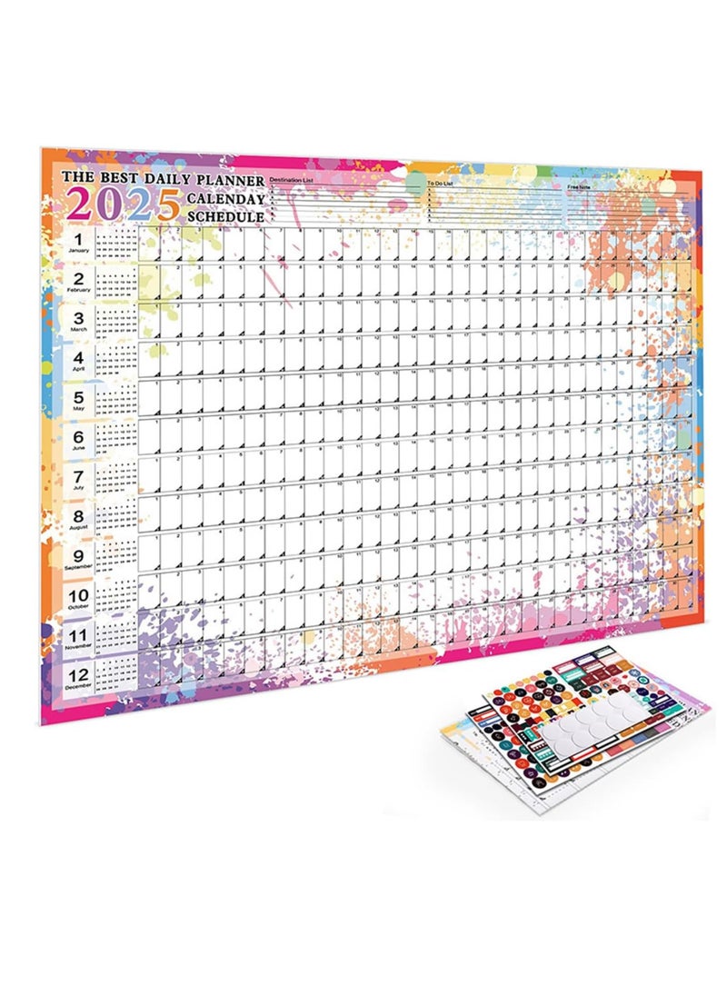 RATSAW - Magic Park 2025 Calendar Planner Sheet Wall Calendar Yearly Daily Schedule Poster Calendar To Do List Annual Planner for Office Supplies Retro - Image 1
