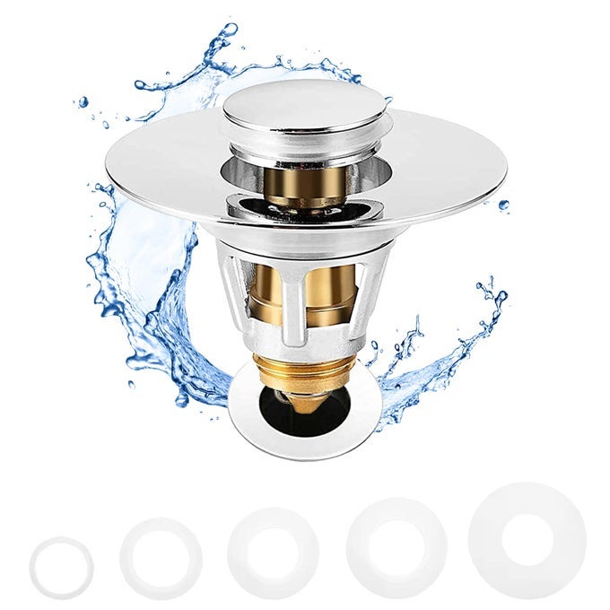 BATHROOM SINK STOPPER 11177 INCH BASIN POP UP SINK DRAIN STOPPER ANTI CLOGGING DRAIN PLUG WITH DETACHABLE HAIR CATCHER CHROME