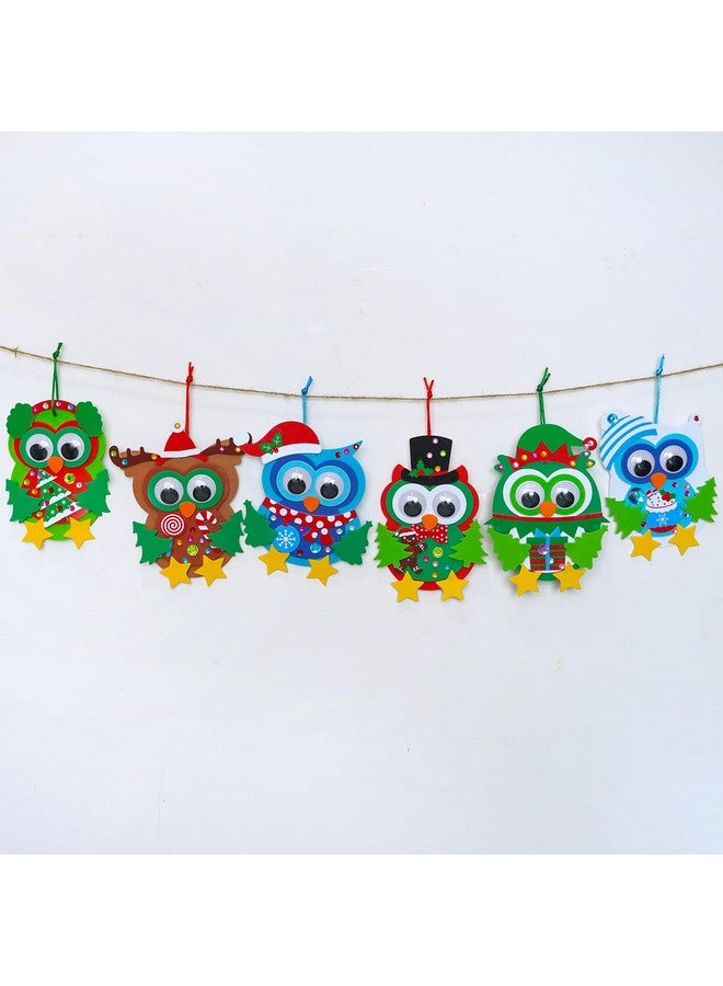 Winlyn 24 Sets Christmas Craft Kits Winter Crafts DIY Christmas Owl Ornaments Decorations Art Sets Foam Owl Christmas Tree Holiday Stickers for Kids Festival Home Classroom Activities Party Favors - Image 4