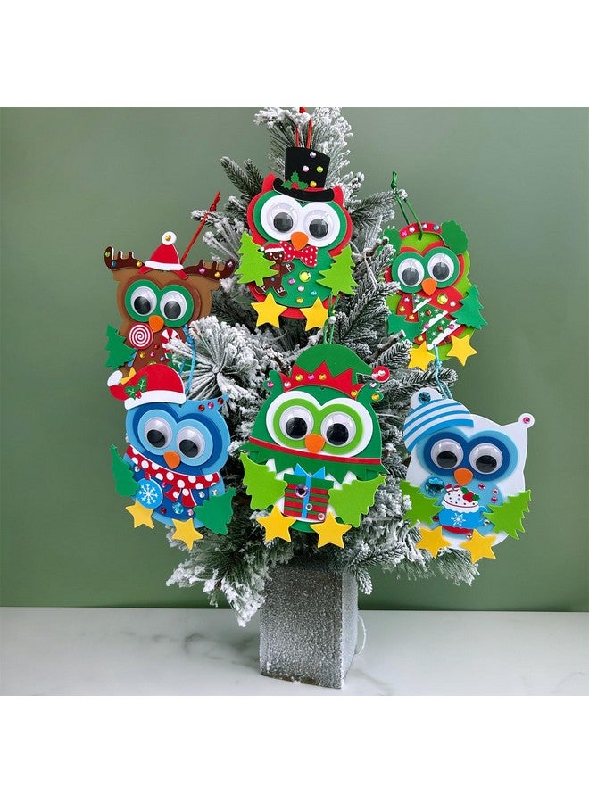 Winlyn 24 Sets Christmas Craft Kits Winter Crafts DIY Christmas Owl Ornaments Decorations Art Sets Foam Owl Christmas Tree Holiday Stickers for Kids Festival Home Classroom Activities Party Favors - Image 5