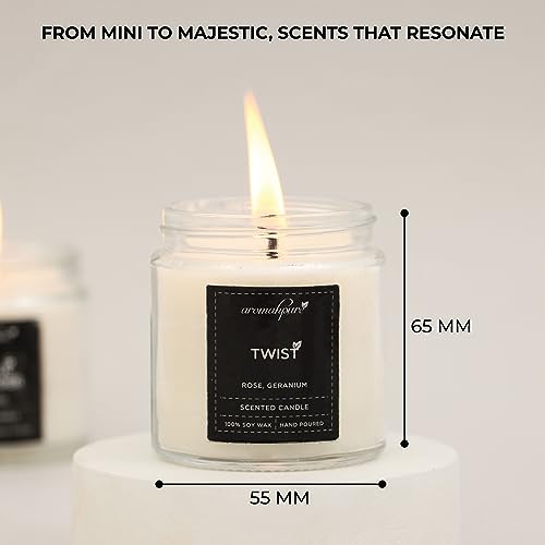 Aromahpure Scented Candles (55 Hours) (100% Soy Wax)- Handcrafted | Smoke-Free | Joyful Lavender, Twist Fragrance-Rose & Geranium Candles for Home & Gift Sets, IFRA Certified - Image 2