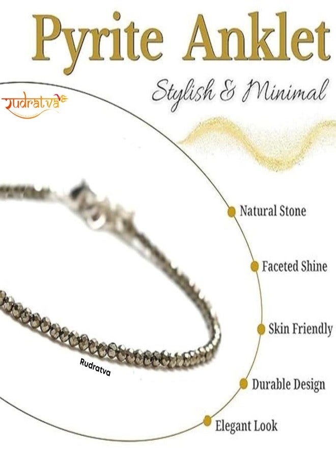 Rudratva Raw Pyrite Anklet | Stone of Money, Protection & Power | Pyrite Anklet for Women | Best Gift Items | Spiritual Jewellery for Women Prosperity & Positive Energy - Image 3