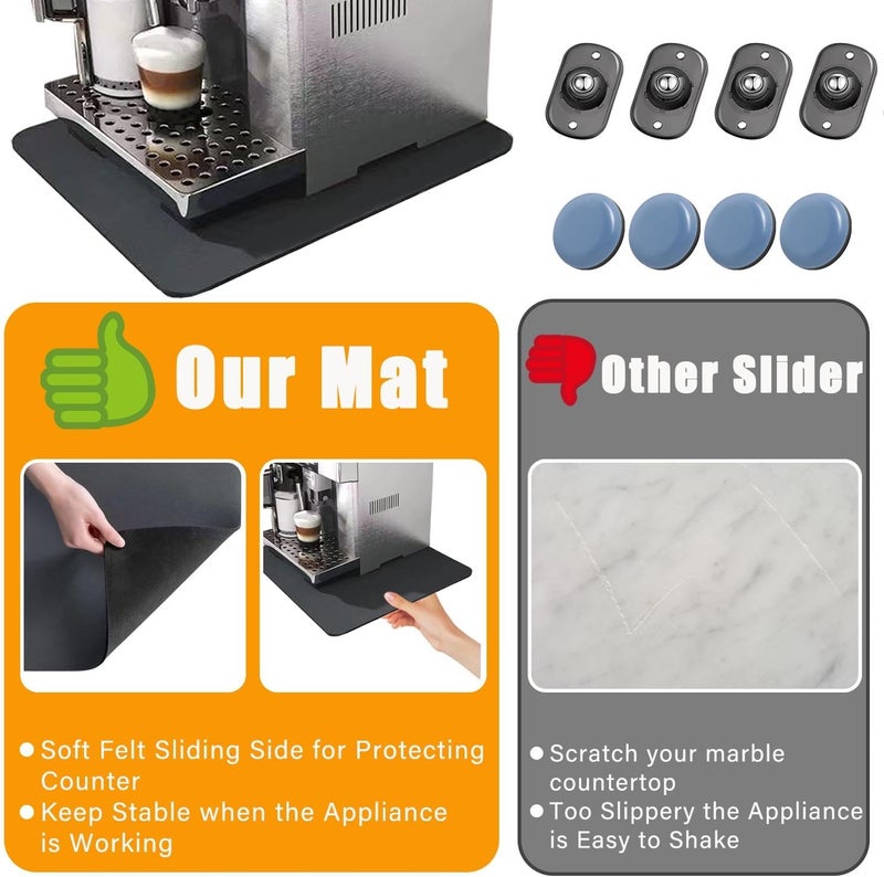 LonlyEagle Kitchen Appliance Sliders 360 Degree Rotation Moving on Counter, Appliance Slider Cut to Fit, Mat for Kitchenaid Mixer with Kitchen Accessories,Appliance Mover for Espresso Machine, Food Processor - Image 5