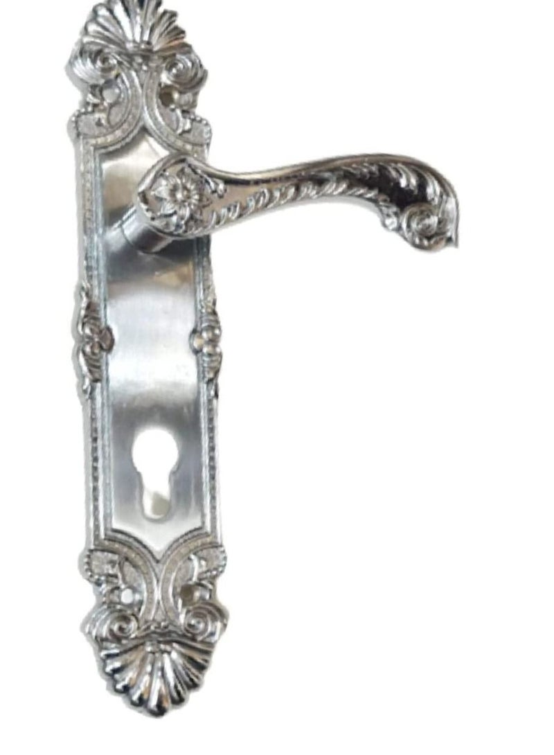 ABBASALI Wooden Door Handle And Door Lock For Entrance And Interior Doors Model M18-957 (Silver)