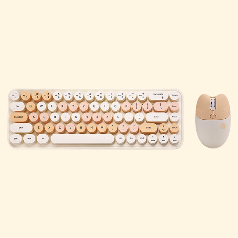 Mofii 2.4G Wireless Keyboard Combo 68 Keys Wireless Keyboard Ergonomic 3-gear Adjustable DPI Yellow - Image 2