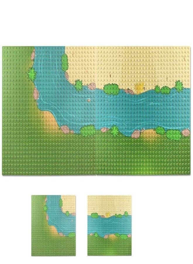 Taken All Taken All Grassland Rivers Pattern Baseplate 10" x 10" - Building Brick Base Plate Perfect Combination with Major Brands,for City Roads Building Blocks Kids Toy (1 Straight + 1 Curve)  - Image 2