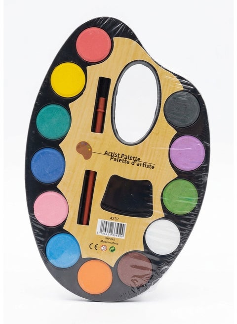 Little Artist Watercolor Palette - 12 Vibrant Colors with Brush