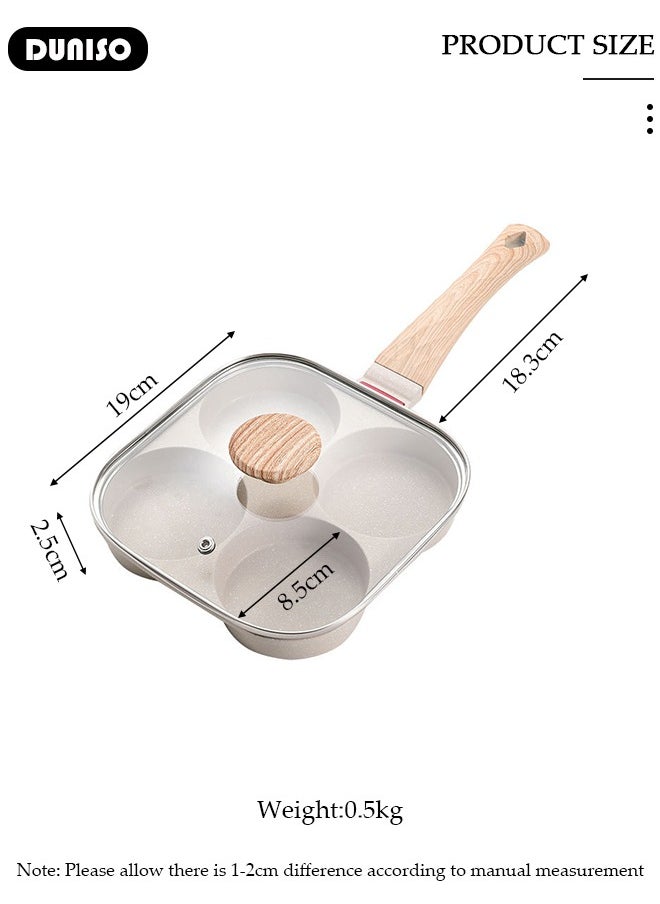 DUNISO Nonstick Egg Frying Pan of 4 Cups, Healthy Breakfast Pan Saucepan Pancake Pan for Gas and Induction Stove Tops Cookware Omelette Pan Cooker Kitchen Tool Indoor Outdoor Camping  - Image 2