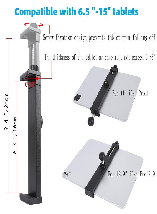 FPN iPad Pro 12.9 Inch Tablet Mount with Dual Suction Cup Base for Car Windshield, Aluminum Arm Heavy Duty, Tablet Suction Holder for Window, Compatible with 6.5-12.9" Tablets - Image 5