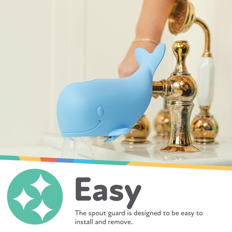 Nuby Bathtub Safety Spout Guard - Compatible with Most Standard Faucets - Bath Toys - Whale - Image 5