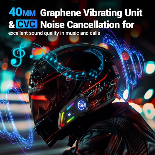EDYELL Motorcycle Helmet Bluetooth on Ear Headset,Connects to 2 Phones at The Same Time Using Music & GPS,Waterproof & Dustproof,Supports Android & iOS,Compatible with All Helmets (EDYELL-C5001) - Image 2