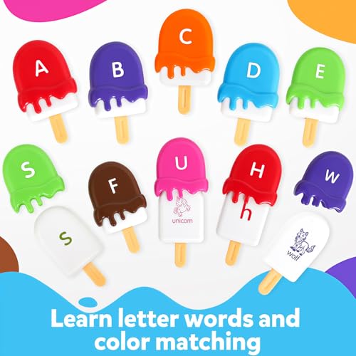 TSYAN Letters Matching Ice Cream Alphabet Learning ToysCounting Animals and Color Sorting Set Preschool Learning Activities Stacking ToysUpper Lowercase ABC Game Fine Motor Toys Gift for 3Year Old Kids - Image 5