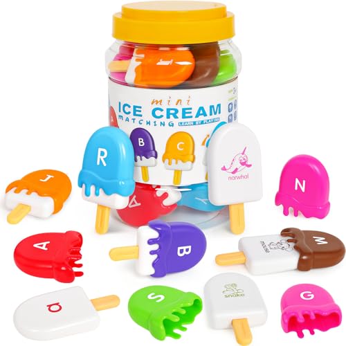 TSYAN Letters Matching Ice Cream Alphabet Learning ToysCounting Animals and Color Sorting Set Preschool Learning Activities Stacking ToysUpper Lowercase ABC Game Fine Motor Toys Gift for 3Year Old Kids - Image 1