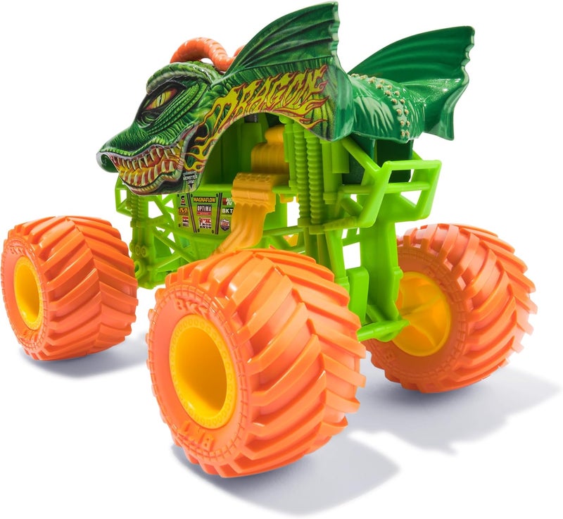 Monster Jam Dragon 1:24 Scale Monster Truck, Official Die-Cast Vehicle with BKT Rubber Tyres and Suspension, Collectible Toy for Kids Aged 3 Years and Up - Image 4