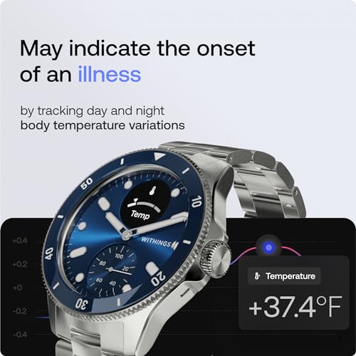 Withings ScanWatch Nova, Heart Health Hybrid Smartwatch for Men & Women - ECG, with SPO2, Temperature Monitoring, Sleep, Respiratory Health, Cycle Monitoring, 30-Day Battery Life, iOS & Android, Blue - Image 4