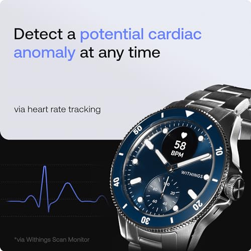 Withings ScanWatch Nova, Heart Health Hybrid Smartwatch for Men & Women - ECG, with SPO2, Temperature Monitoring, Sleep, Respiratory Health, Cycle Monitoring, 30-Day Battery Life, iOS & Android, Blue - Image 3