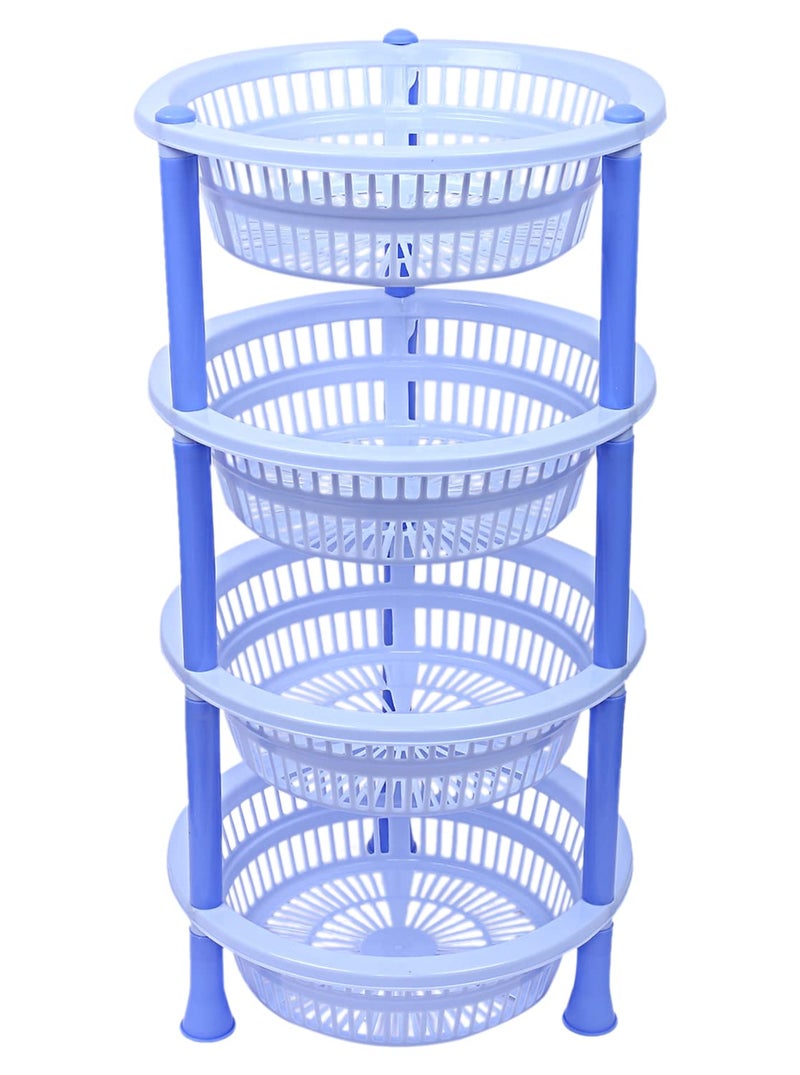 Kuber Industries Multiuses 4Tier Round Plastic Storage BasketOrganizer for Kitchen Laundry Room Bathroom office Blue - Image 2