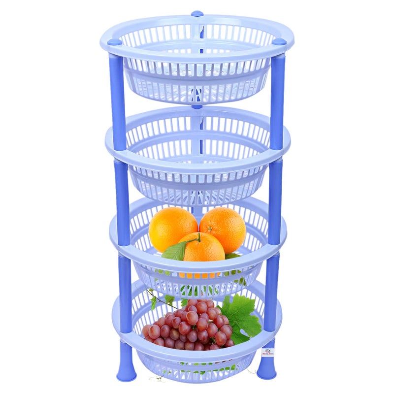 Kuber Industries Multiuses 4Tier Round Plastic Storage BasketOrganizer for Kitchen Laundry Room Bathroom office Blue - Image 4