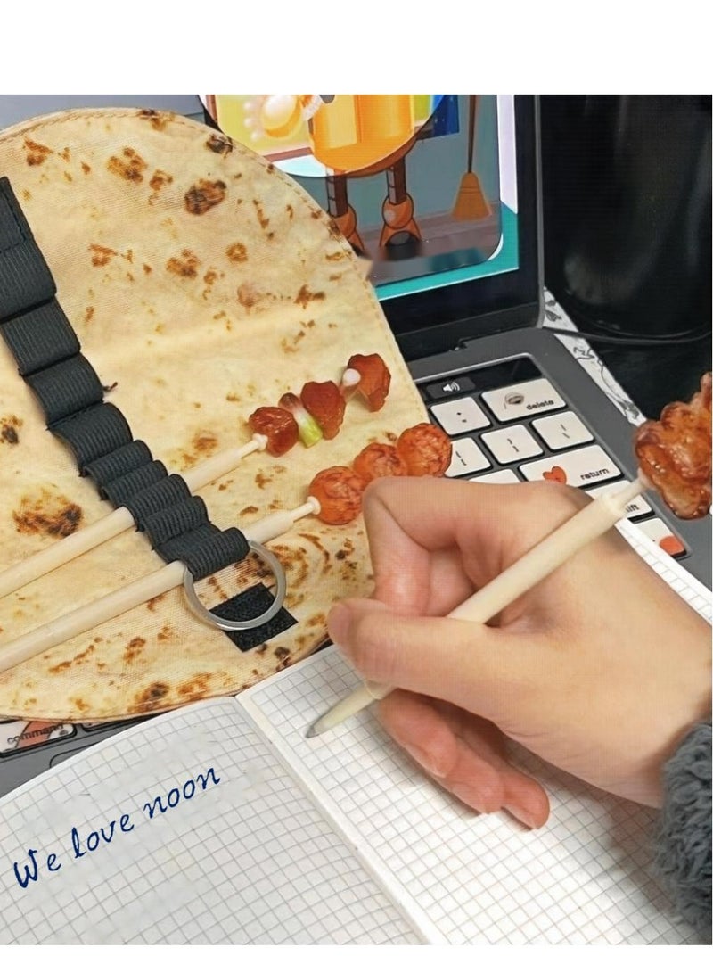 Generic Creative Pita bread Pen Bag (include 3-Piece Kebab Pen) Set, Creative Wacky Student Pencil Bag, student stationery,Pencil Pouch, Pen Pouch, Pen Case for all kids and students  - Image 2
