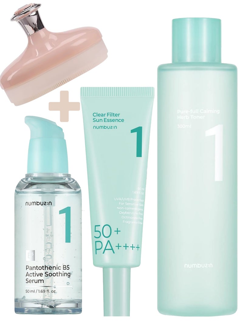 numbuzin Complete Brightening Skincare Package - No.1 Pure-full Calming Herb Toner - No.1 Pantothenic B5 Active Soothing - No.1 Clear Filter Sun Essence SPF50+ PA++++  - Image 1
