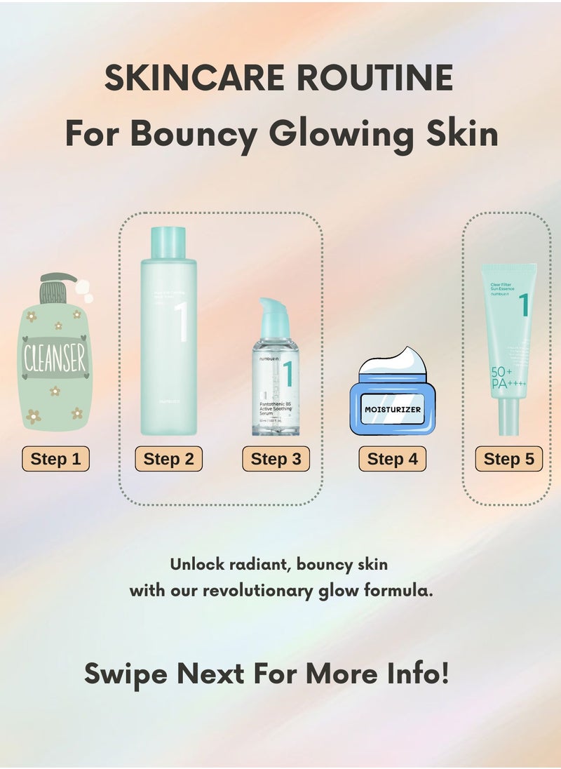 numbuzin Complete Brightening Skincare Package - No.1 Pure-full Calming Herb Toner - No.1 Pantothenic B5 Active Soothing - No.1 Clear Filter Sun Essence SPF50+ PA++++  - Image 2