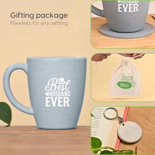 Eha Earth-Friendly Best Husband Printed Mug | Gifts for Husband | Birthday Gift for Men | Mugs for Coffee | Gift Items | Set of 1| 300 ml | Coffee Mug | Made with Rice Husk| Azure - Image 5