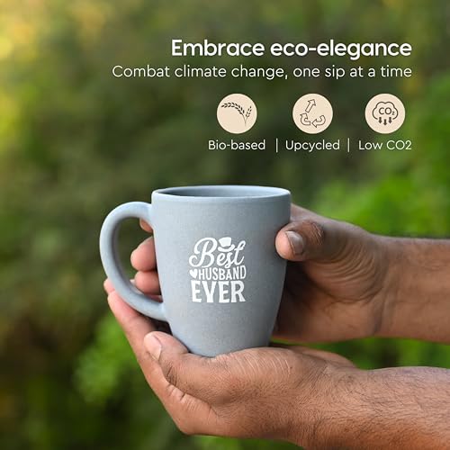 Eha Earth-Friendly Best Husband Printed Mug | Gifts for Husband | Birthday Gift for Men | Mugs for Coffee | Gift Items | Set of 1| 300 ml | Coffee Mug | Made with Rice Husk| Azure - Image 4